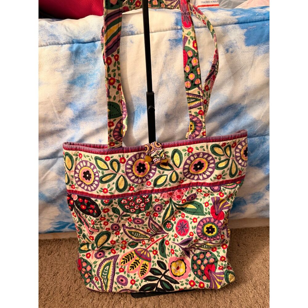 Vera Bradley Purse Floral Viva La Vera 14”x14” Tote Bag Handbag, Retired!